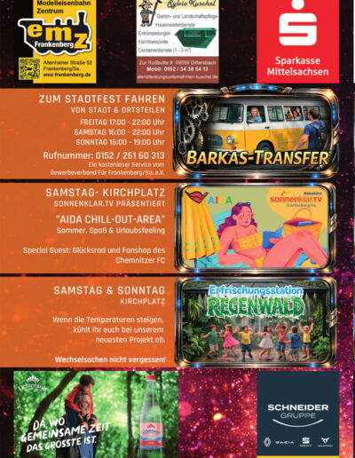Stadtfest Frankenberg Programmplan Highlights am Samstag und Sonntag