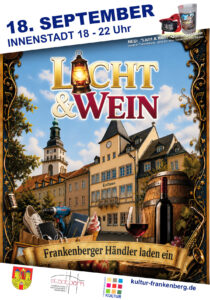 Licht & Wein - Frankenberger Händler laden ein. Freitag, 18.09.2026 18:00 Uhr bis 22:00 Uhr
